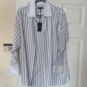Rag & bone White and Black Striped Dress Shirt